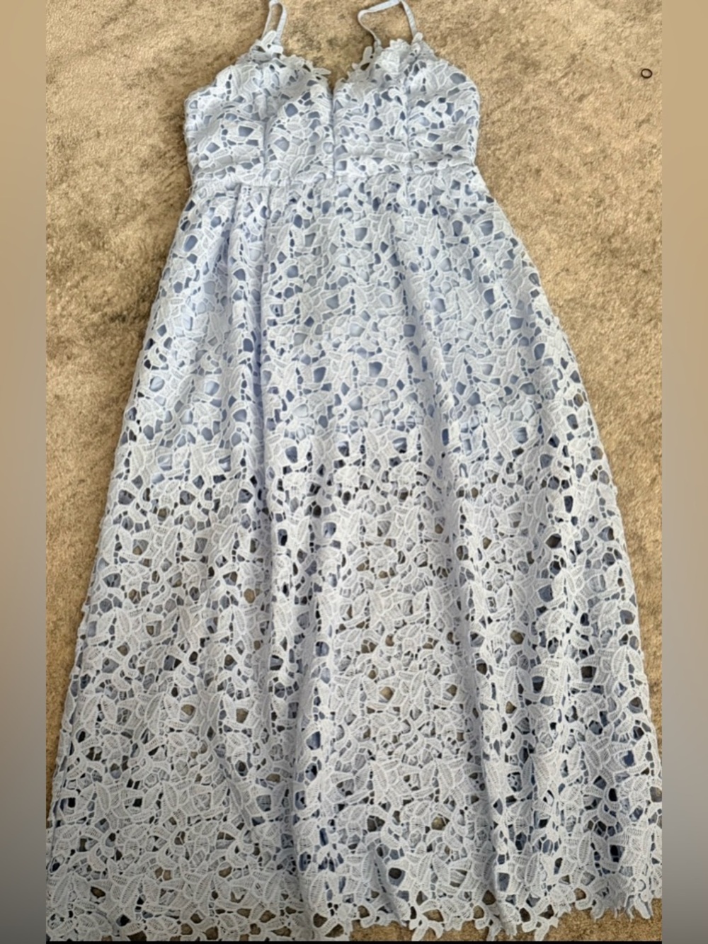 Astr Light Blue Lace Midi Dress - Picture 4 of 15